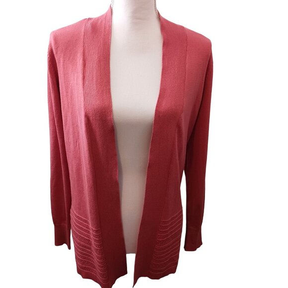 NEW Lety & Me Coral Gabby Pointelle Open Front Knit Cardigan‎ Size S - Picture 1 of 10